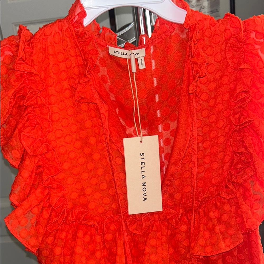 Stella Nova Red Ruffle Blouse